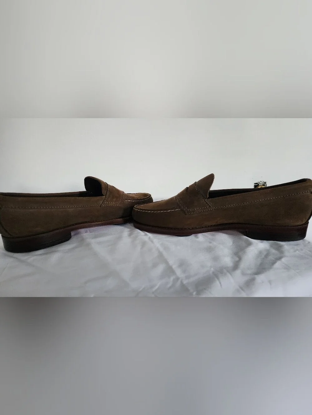 G.H. Bass & Co. Brown Suede Penny Loafers With Horseshoe Plates - Women's Size 8